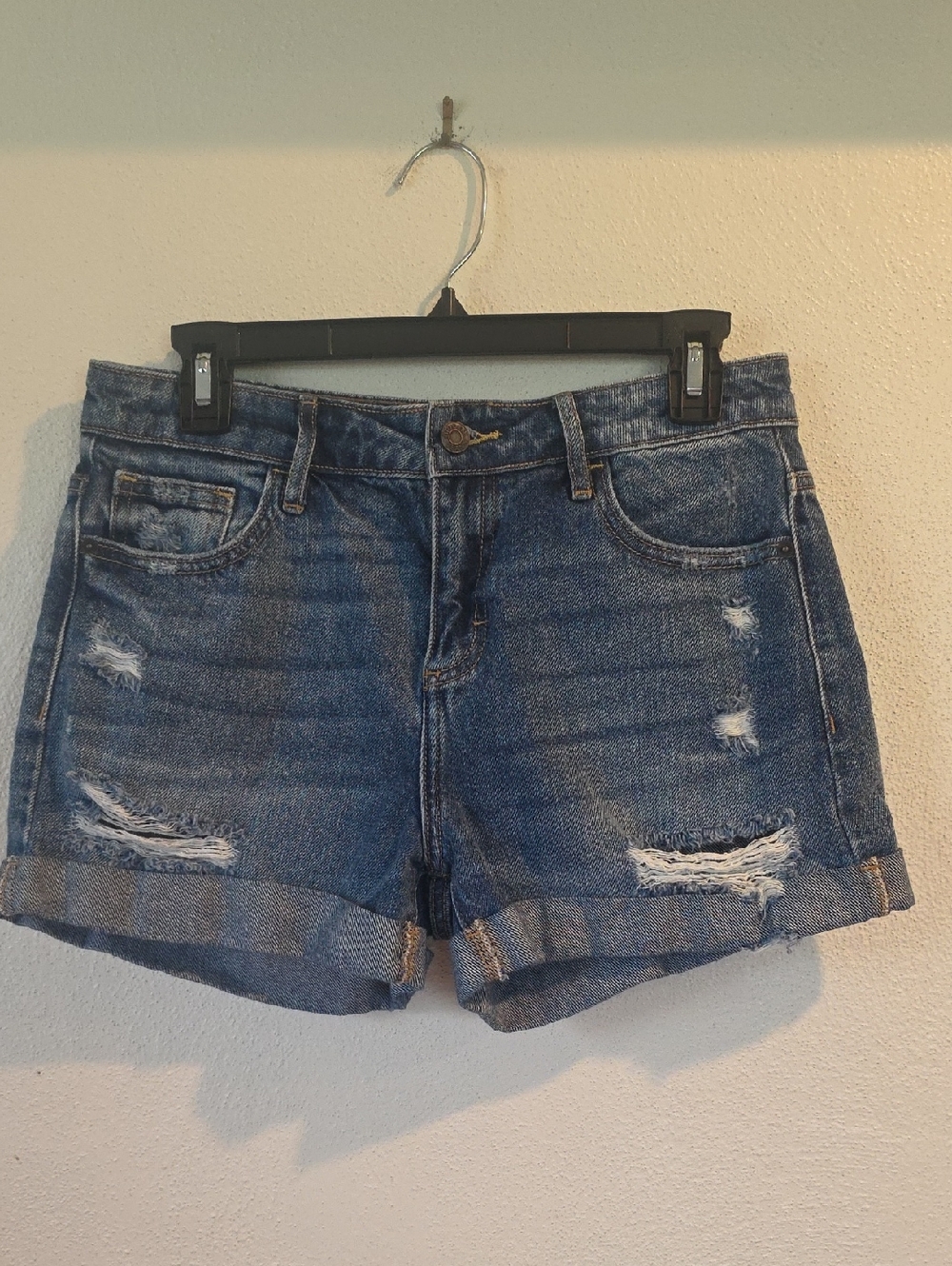 Hidden Distressed Denim Shorts